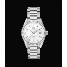 Réplique Montre Tag Heuer Carrera Calibre 5 Dame Automatique Cadran Blanc Diamants WBK2316.BA0652