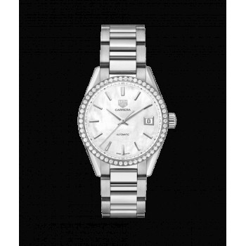 Réplique Montre Tag Heuer Carrera Calibre 5 Dame Automatique Cadran Blanc Diamants WBK2316.BA0652